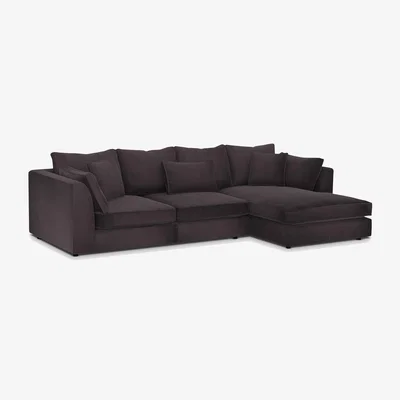 Barker and Stonehouse Harrington Large Chaise Corner Sofa Right, Navy Fabric | Barker & Stonehouse