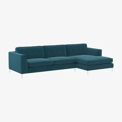 Barker and Stonehouse Conza Large Chaise Corner Sofa Right, Teal Fabric | Barker & Stonehouse