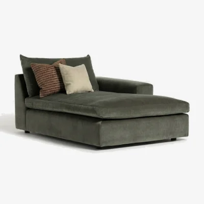 Barker and Stonehouse Providence 1 Arm Chaise Unit RHF, Green Fabric | Barker & Stonehouse