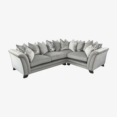 Barker and Stonehouse Dorsey Pillow Back 3 Corner 1 5 Seater Sofa, Grey Fabric | Barker & Stonehouse