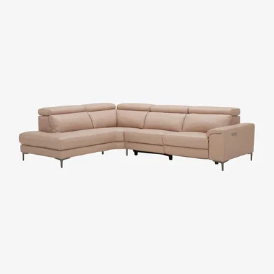 Barker and Stonehouse Cavalli Left Hand Facing Corner 5+ Seater Sofa, Pink Leather | Barker & Stonehouse