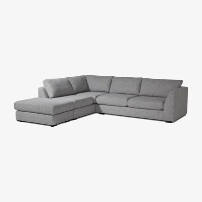 Barker and Stonehouse Melby Corner Group Left With Stool Corner Sofa, Grey Fabric | Barker & Stonehouse