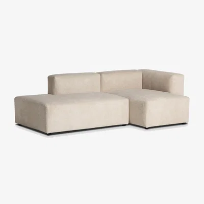 Barker and Stonehouse Boston Right Arm Facing Chaise + Left Open End Modular Sofa, Neutral Velvet | Barker & Stonehouse