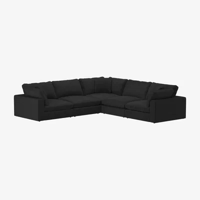 Barker and Stonehouse Artenis Modular 3 + 2 Corner Sofa, Black Fabric | Barker & Stonehouse