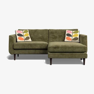 Barker and Stonehouse Orla Kiely Linden Large Chaise Corner Sofa Left, Green Fabric | Barker & Stonehouse