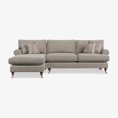 Barker and Stonehouse English Heritage Finch Large LHF Chaise Corner Sofa Standard Back, Brown Fabric | Barker & Stonehouse