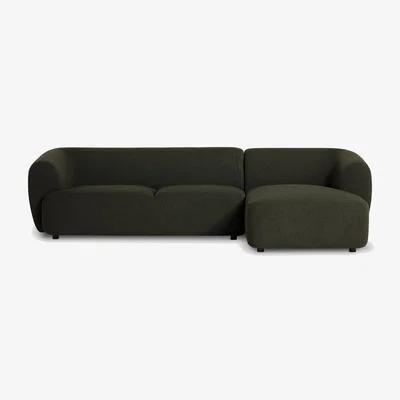 Barker and Stonehouse Glen LAF 2 Seater 1 Arm RAF Chaise Modular Sofa, Green Fabric | Barker & Stonehouse