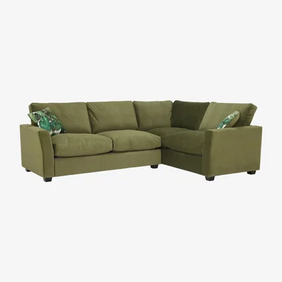 Barker and Stonehouse Taylor Medium Right Hand Facing Corner 4 Seater Sofa, Green Fabric | Barker & Stonehouse