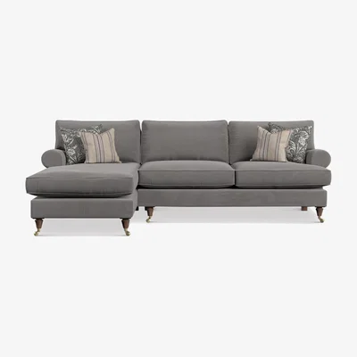 Barker and Stonehouse English Heritage Finch Large LHF Chaise Corner Sofa Standard Back, Grey Fabric | Barker & Stonehouse