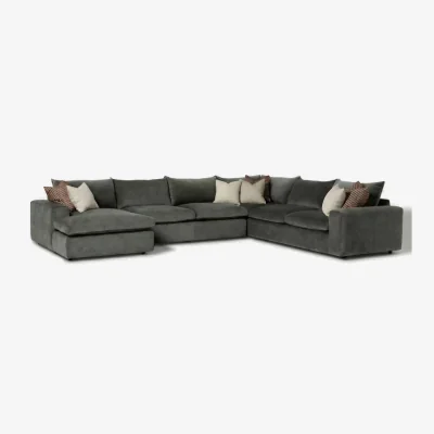 Barker and Stonehouse Providence RHF Modular Corner Sofa, Green Fabric | Barker & Stonehouse