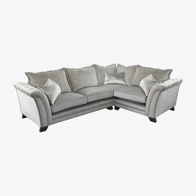 Barker and Stonehouse Dorsey Standard Back 3 Corner 1 4 Seater Sofa, Grey Fabric | Barker & Stonehouse