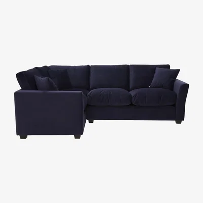 Barker and Stonehouse Taylor Small Left Hand Facing Corner 3 Seater Sofa, Blue Fabric | Barker & Stonehouse
