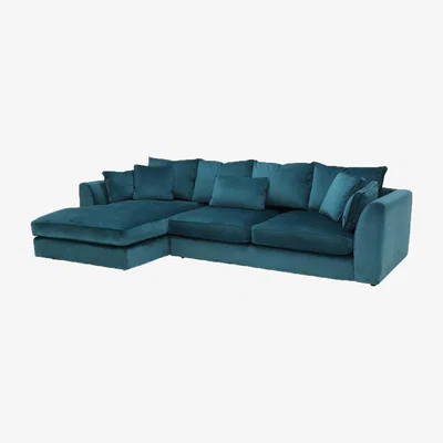 Barker and Stonehouse Harrington Large Chaise Corner Sofa Left, Teal Fabric | Barker & Stonehouse