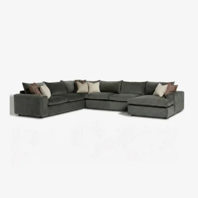 Barker and Stonehouse Providence LHF Modular Corner Sofa, Green Fabric | Barker & Stonehouse