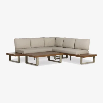Barker and Stonehouse Bardolino Corner Sofa Set, Aluminium, Grey | Barker & Stonehouse