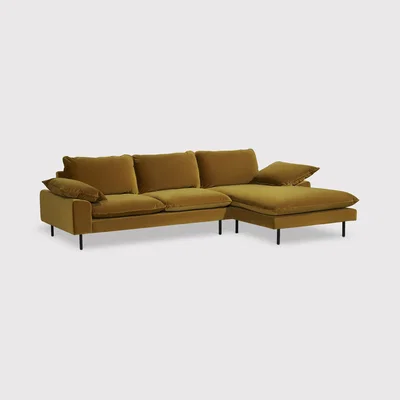 Barker and Stonehouse Titan RHF Chaise Corner Sofa, Gold | Barker & Stonehouse