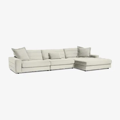 Barker and Stonehouse Twain Large Chaise Sofa Right, Grey Fabric | Barker & Stonehouse