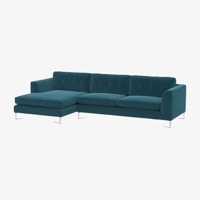 Barker and Stonehouse Conza Large Chaise Corner Sofa Left, Teal Fabric | Barker & Stonehouse