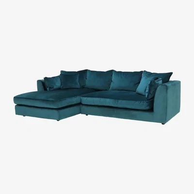 Barker and Stonehouse Harrington Small Left Hand Facing Chaise Sofa, Lumino Teal With Foam Interiors