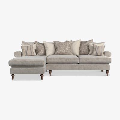Barker and Stonehouse English Heritage Finch Large LHF Chaise Corner Sofa Pillow Back, Neutral Fabric | Barker & Stonehouse