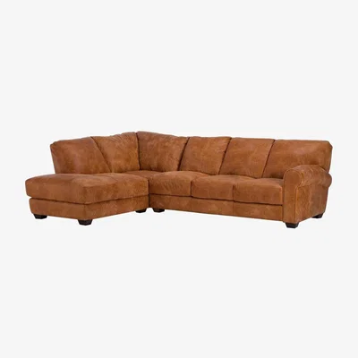 Barker and Stonehouse New Houston Large Left Hand Facing Leather Chaise 5+ Seater Sofa, Brown | Barker & Stonehouse