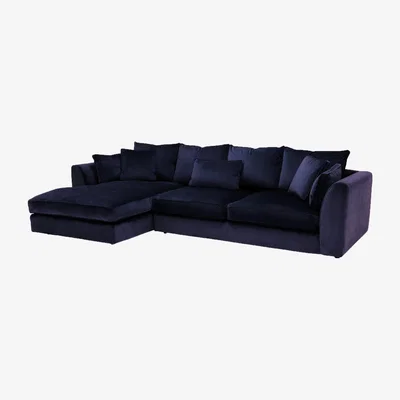 Barker and Stonehouse Harrington Large Chaise Corner Sofa Left, Purple Fabric | Barker & Stonehouse