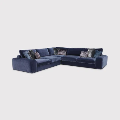 Barker and Stonehouse Sasha Large Corner Sofa, Blue Fabric | Barker & Stonehouse