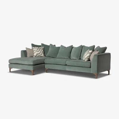 Barker and Stonehouse Gramercy Large Left Hand Facing Chaise Corner Sofa, Green Fabric | Barker & Stonehouse