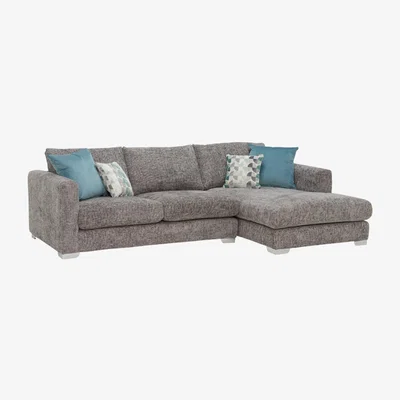 Barker and Stonehouse Fontella Small Right Hand Facing Chaise, Grey Fabric | Barker & Stonehouse