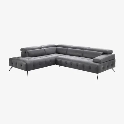 Barker and Stonehouse San Marco Left Hand Facing Corner 5+ Seater Sofa, Black Leather | Barker & Stonehouse