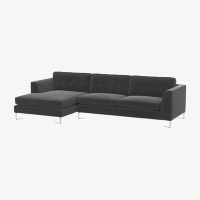 Barker and Stonehouse Conza Large Chaise Corner Sofa Left, Black Fabric | Barker & Stonehouse