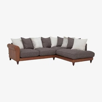 Barker and Stonehouse Forrest 3 Corner Chaise Sofa, Grey Leather | Barker & Stonehouse