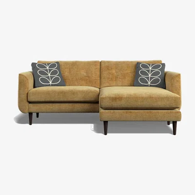 Barker and Stonehouse Orla Kiely Linden Large Chaise Corner Sofa Left, Yellow Fabric | Barker & Stonehouse