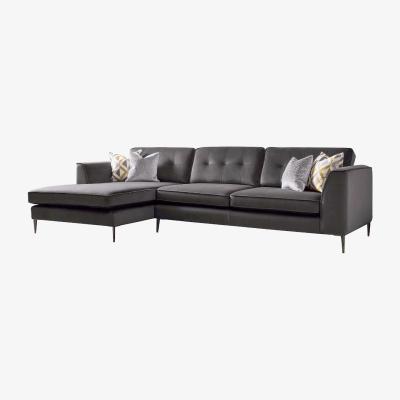 Barker and Stonehouse Conza Large Left Hand Facing Standard Back Chaise 3 Seater Sofa, Grey Velvet | Barker & Stonehouse