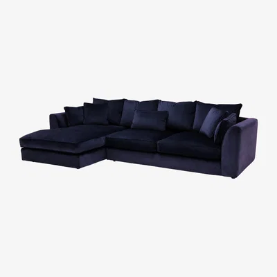 Barker and Stonehouse Harrington Large Left Hand Facing Chaise 4 Seater Sofa, Purple Fabric | Barker & Stonehouse