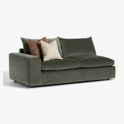 Barker and Stonehouse Providence 1 Arm 2 Seater LHF Sofa, Green Fabric | Barker & Stonehouse