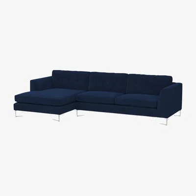 Barker and Stonehouse Conza Large Chaise Corner Sofa Left, Blue Fabric | Barker & Stonehouse