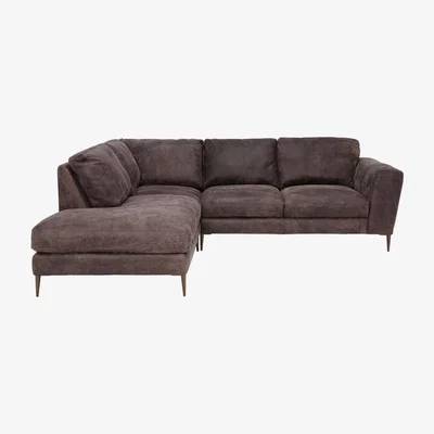 Barker and Stonehouse Large Leather Corner Chaise Sofa - Grey - W273 x D103-240 x H94cm - Barker &amp; Stonehouse