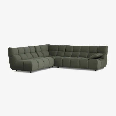 Barker and Stonehouse Bryce Corner Group LHF with Scatters Corner Sofa, Green Fabric | Barker & Stonehouse
