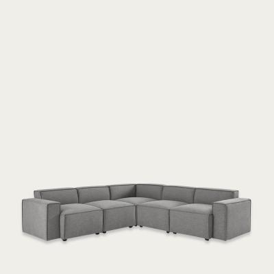 Bombinate.com Teal Model 03 Velvet Corner Sofa with Ottoman