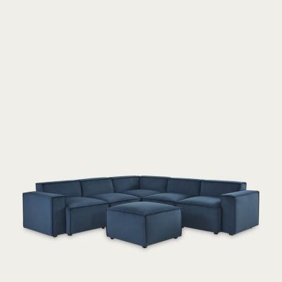 Bombinate.com Pumice Model 03 Linen Corner Sofa with Ottoman