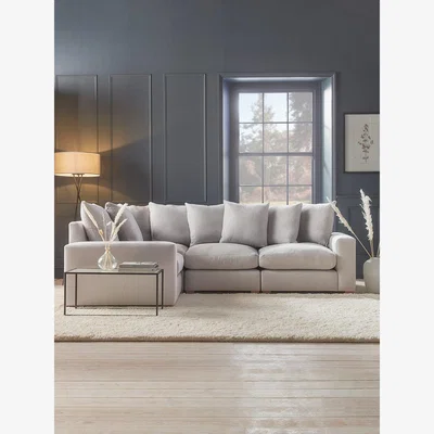 Cox and Cox Lyon Corner Sofa – Pale Stone Opulent Cotton Velvet