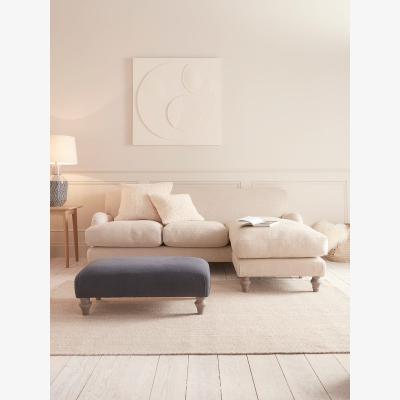 Cox and Cox Reine Chaise Left Hand Facing Sofa - Dusky Blue Cotton Stripe