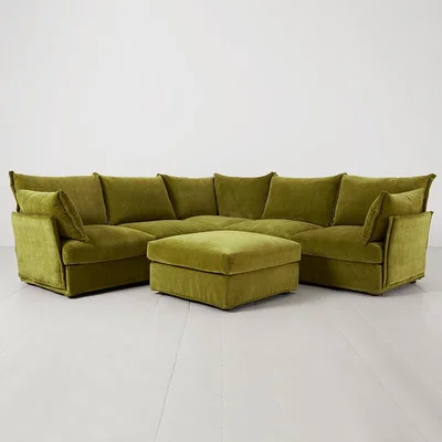 Cuckooland Swyft Sofa in a Box Model 06 Modular Royal Velvet Corner Sofa with Ottoman -