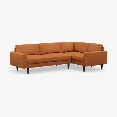 Cuckooland Hutch Rise Textured Weave 5 Seater Slim Corner Sofa with Block Arms - Dove