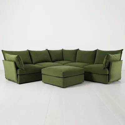 Cuckooland Swyft Sofa in a Box Model 06 Modular Velvet Corner Sofa with Ottoman -