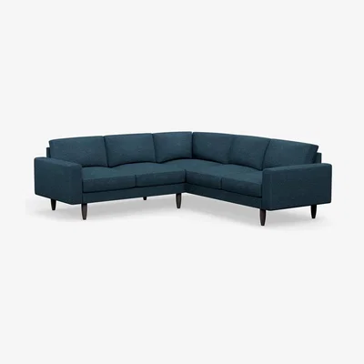 Cuckooland Hutch Rise Textured Weave 5 Seater Plus Corner Sofa with Block Arms - Aegean