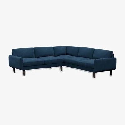 Cuckooland Hutch Rise Velvet 7 Seater Corner Sofa with Round Arms - Sage