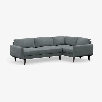 Cuckooland Hutch Rise Velvet 5 Seater Slim Corner Sofa with Round Arms