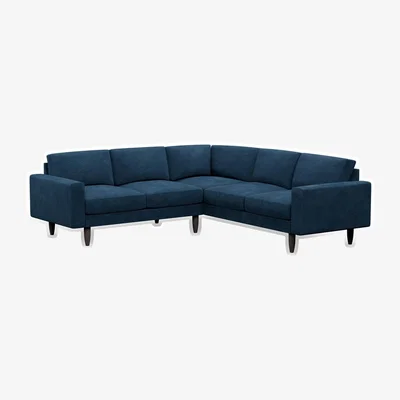 Cuckooland Hutch Rise Velvet 5 Seater Plus Corner Sofa with Block Arms - Sage